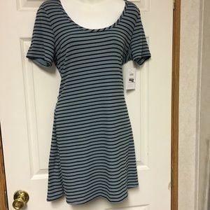 NWT love fire black and blue striped dress size L